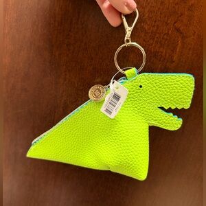 BATH & BODY Works Green Dinosaur Bag Charm Keychain Vegan Leather BRAND NEW